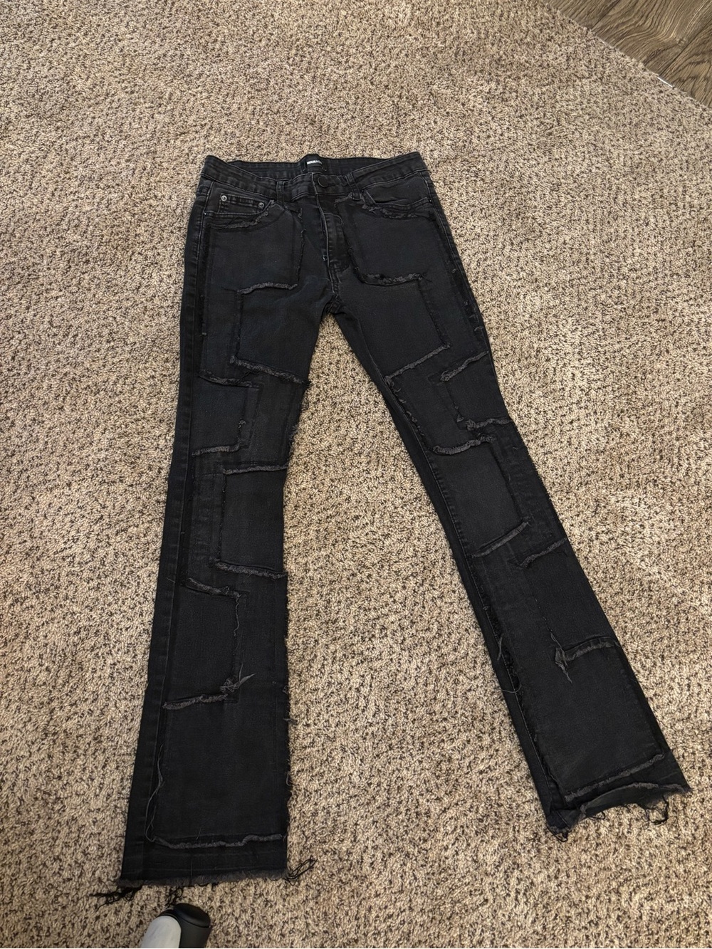 Fashion Nova Men's Black Distressed Straight Jeans